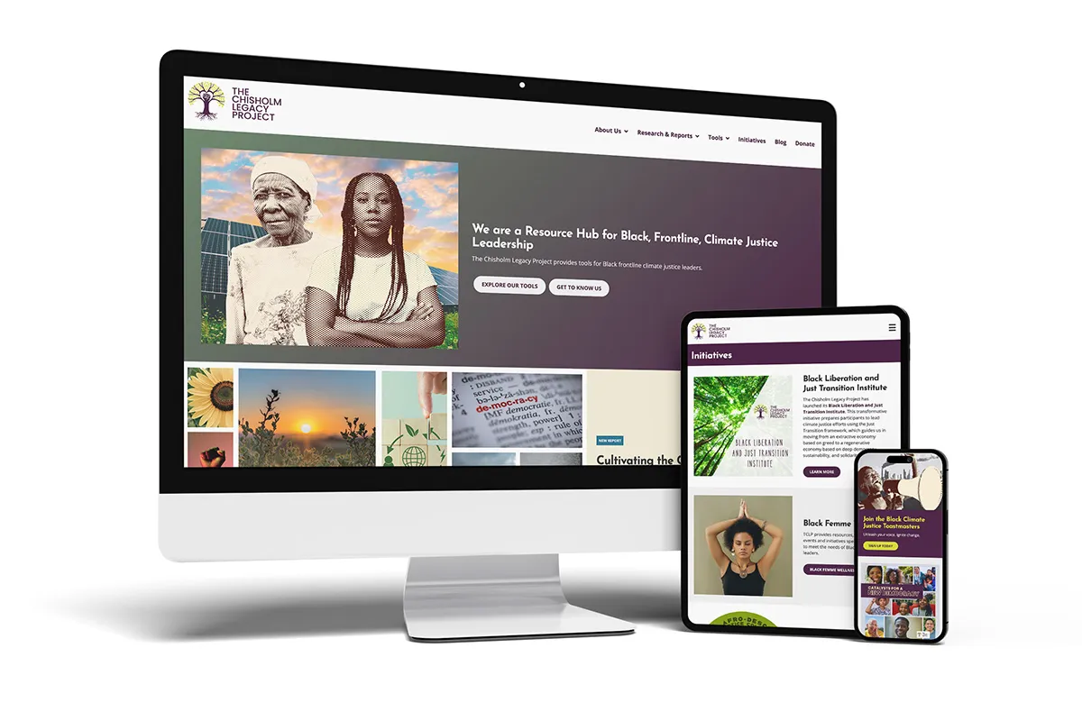 Image of a computer, tablet and phone showing the The Chisholm Legacy Project website