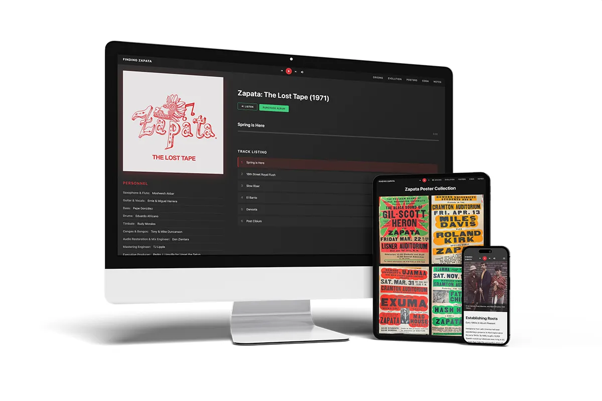 Screenshot of the Finding Zapata website